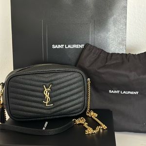 YSL LOU MINI BAG IN QUILTED SHINY LEATHER